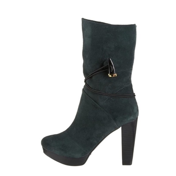 House of Harlow 1960 Shoes - Unique House of Harlow 1960 dark Green Dyson Real Suede high heel Ankle Boots ❤️